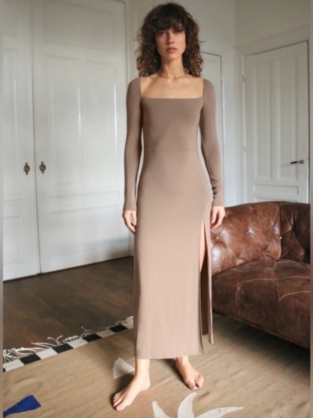 Aritzia NWOT Wilfred Chablis Maxi Dress Grey Taupe